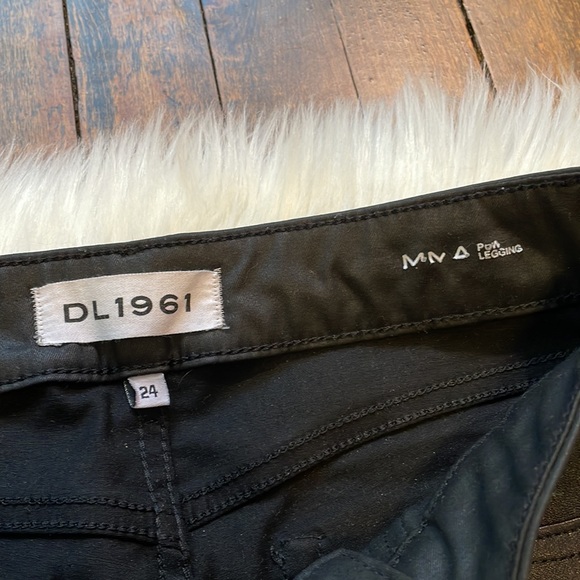 NWT DL1961 Emma Power Legging Leather & Coated Jeans Poseidon - Picture 13 of 17
